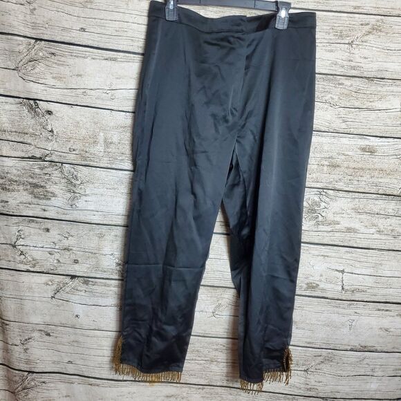 Venezia Jeans Clothing Co.  Black Pants Beaded Fringe Pants Size 16 NWT - Picture 1 of 5